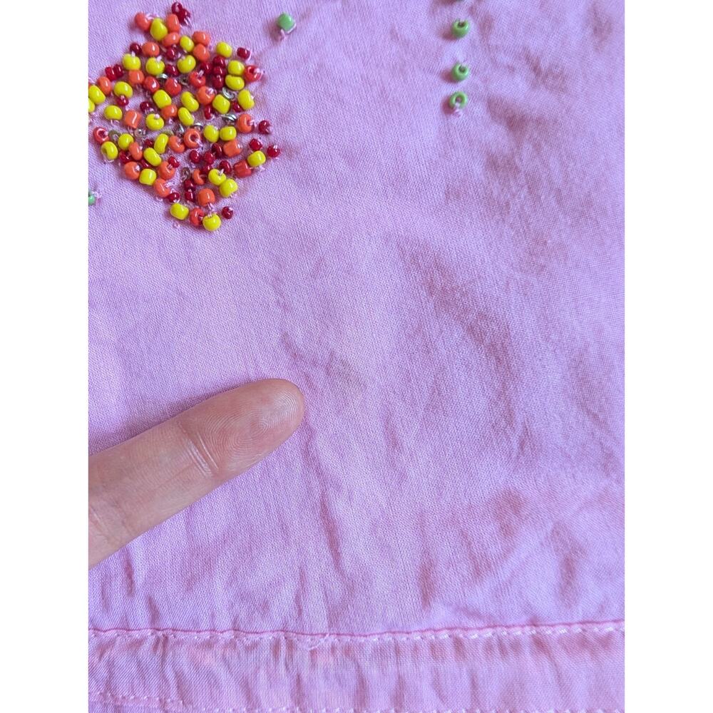 NWD Roopa Pemmaraju Embroidered Beaded V-neck Blouse Sz L Pink #C2405 - Picture 6 of 10
